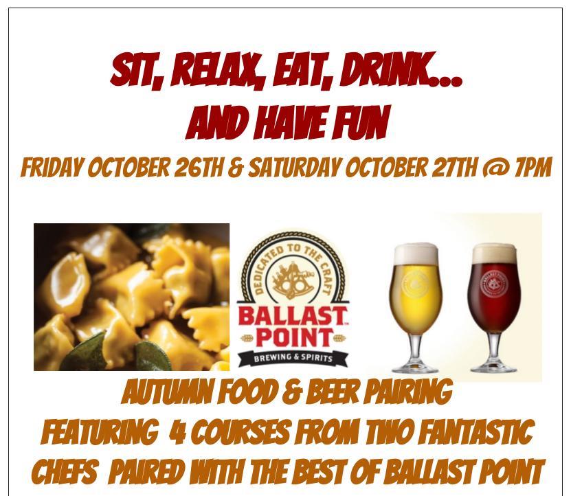 <a id="Solare-Ballast-Point-Dinner"></a>Solare at Ballast Point:  Autumn Food & Beer Pairing