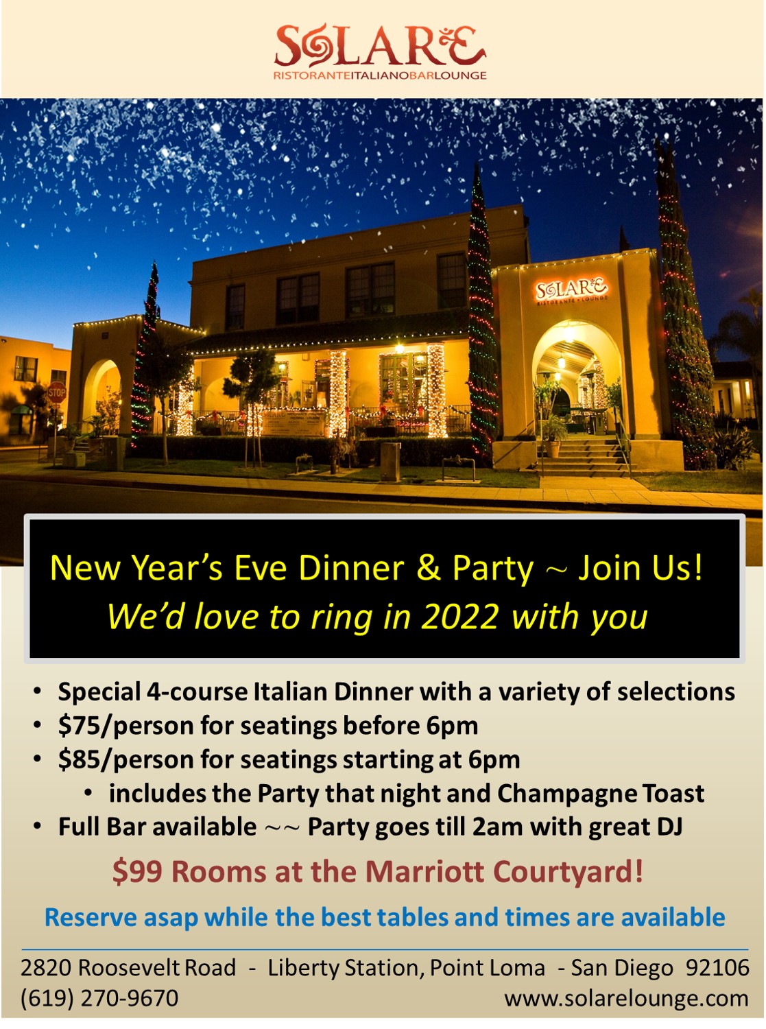 <a id="Solare-NYE-Dinner-Party"></a>Solare New Year's Eve Dinner & Party!