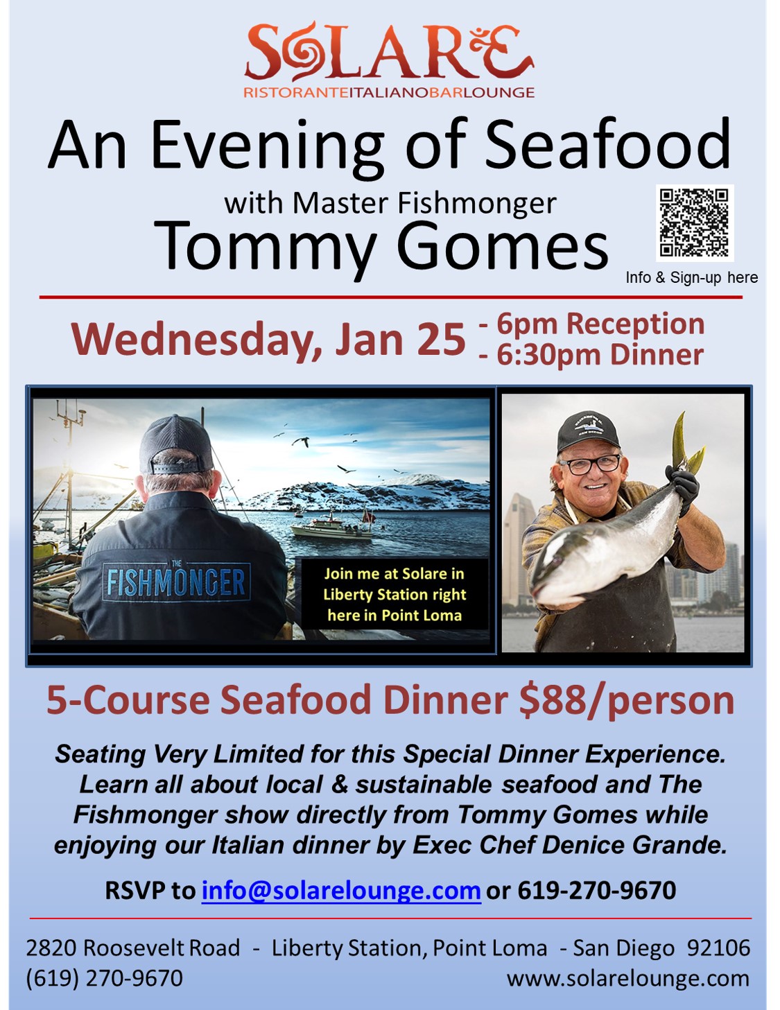 <a id="Solare-Tommy-Gomes-2023-Dinner-encore"></a>Tommy Gomes extra special Evening of Seafood Dinner!