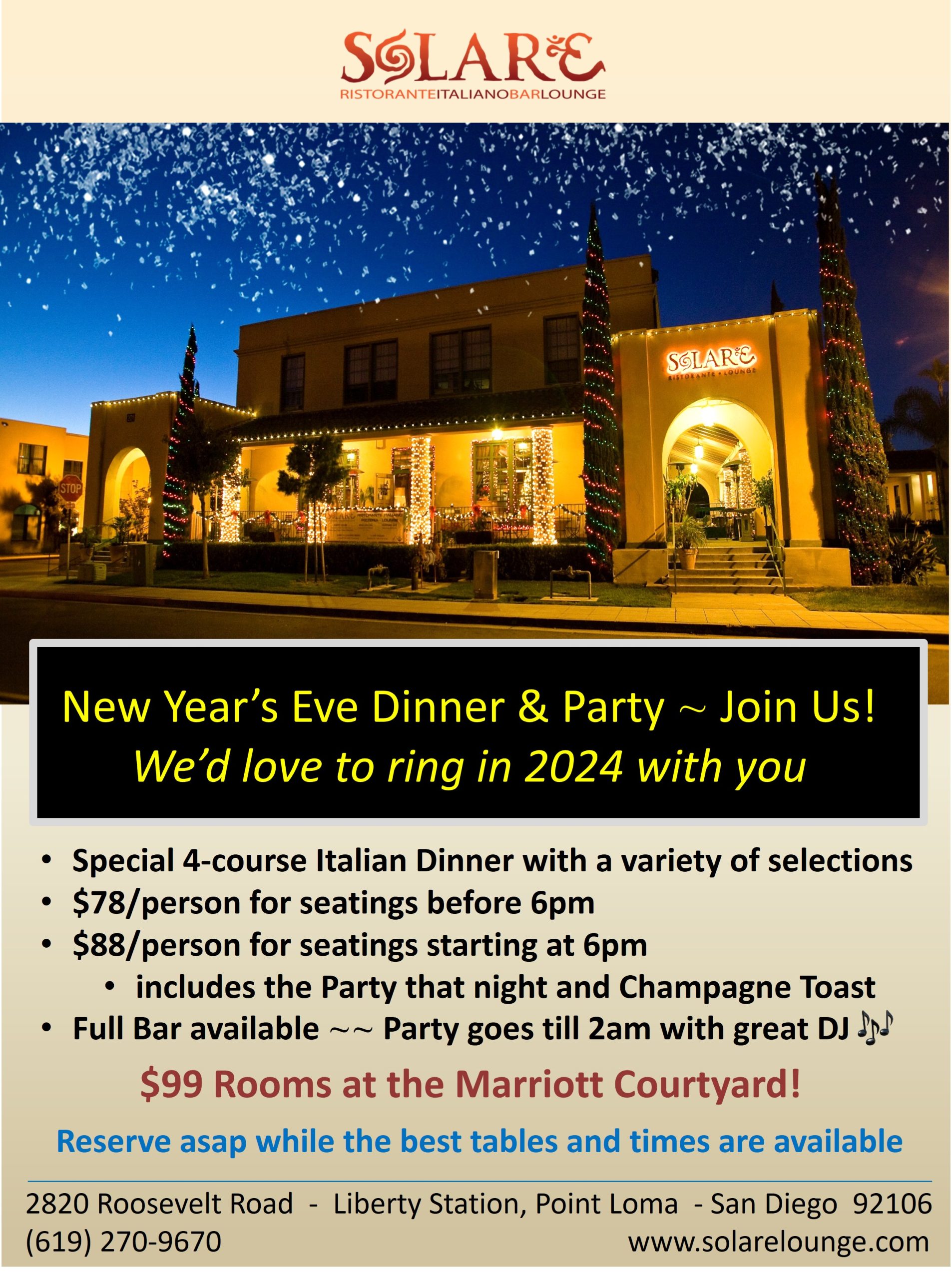 <a id="Solare-NYE-Dinner-Party"></a>Solare New Year's Eve Dinner & Party!