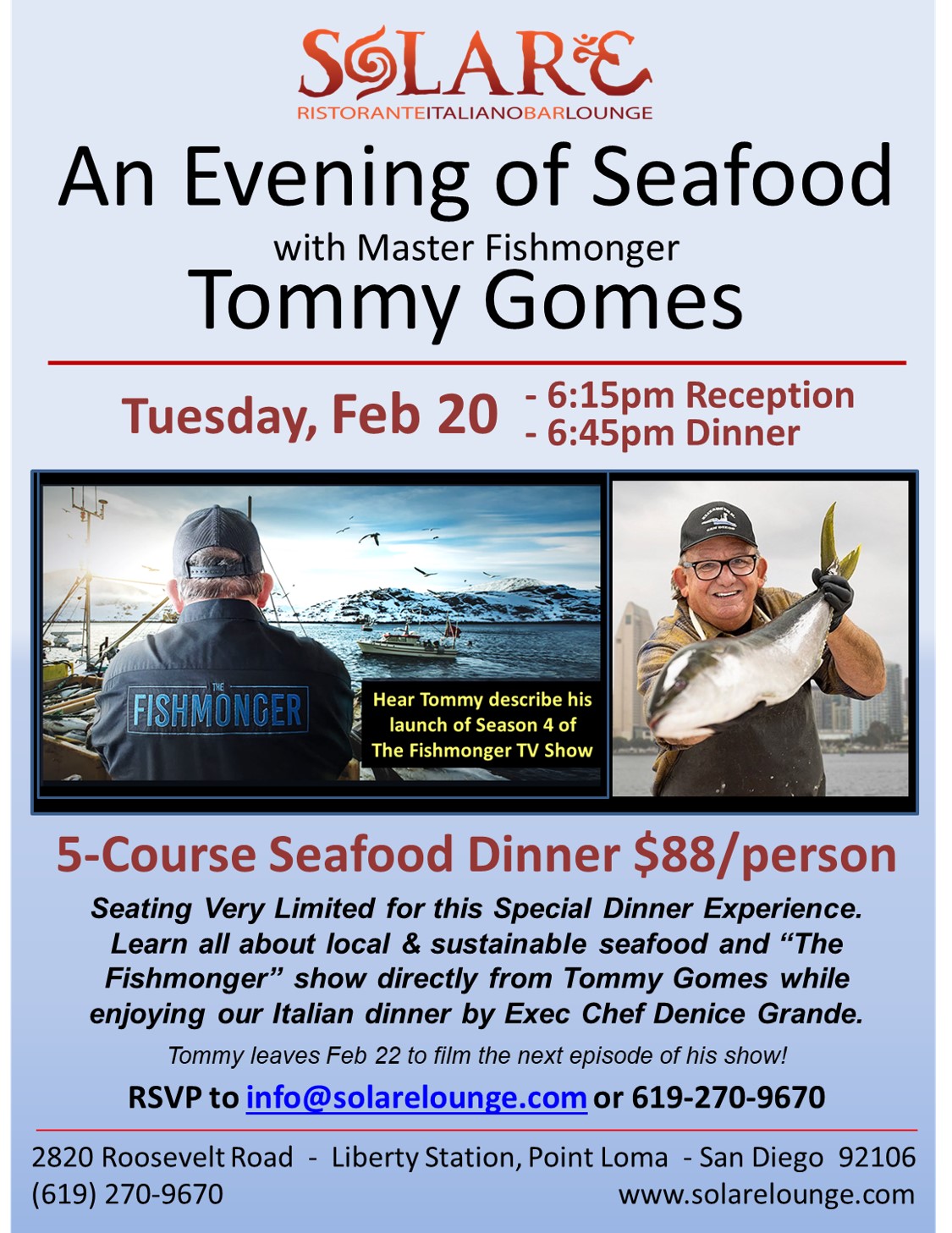 <a id="Tommy-Gomes-Dinner-Feb-20"></a>Tommy Gomes - An Evening of Seafood
