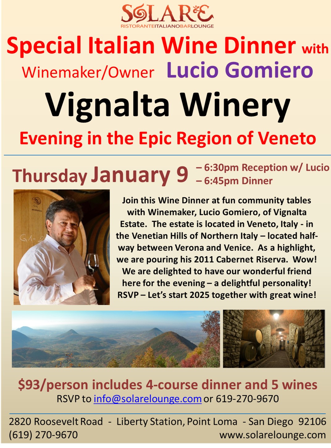 <a id="Solare-Vignalta-Wine-Dinner-2025"></a>Italian Wine Dinner with Vignalta Estate and Lucio Gomiero